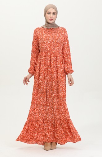 Patterned Viscose Dress 81865-02 Orange 81865-02