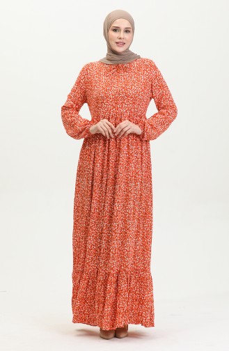 Patterned Viscose Dress 81865-02 Orange 81865-02