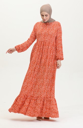 Patterned Viscose Dress 81865-02 Orange 81865-02