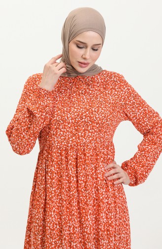 Patterned Viscose Dress 81865-02 Orange 81865-02