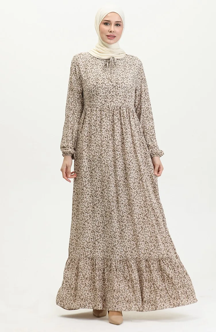 Gemustertes Viskosekleid 81865-01 Nerz 81865-01