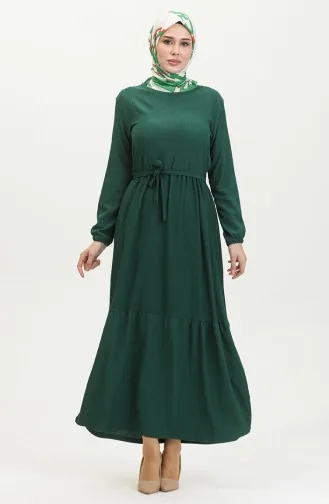 فستان سادة للمحجبات 5022-06 أخضر زمردي 5022-06