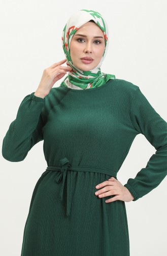 Bürümcük Stoffen Jurk Met Riem 5022-06 Smaragdgroen 5022-06