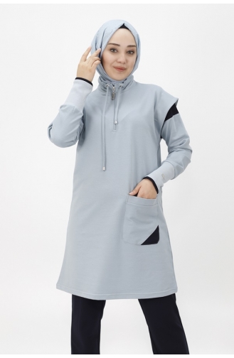Two-Thread Fabric Double Suit With Pockets And Zippered Collar 71178-03 Ice Blue 71178-03