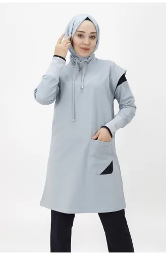 Costume Double En Tissu Deux Fils Avec Poches Et Col Zippé 71178-03 Bleu Glace 71178-03