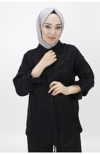 Jakar Kumaş Desenli İkili Takim 24226-01 Siyah
