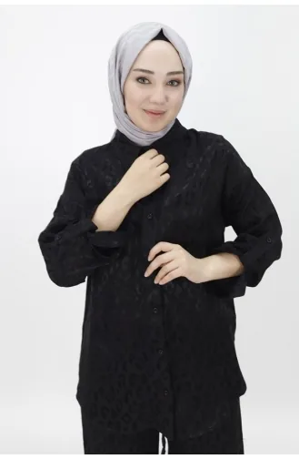 Jakar Kumaş Desenli İkili Takim 24226-01 Siyah