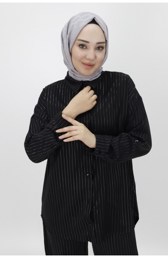 Ensemble Double En Tissu à Rayures Jessica 24178-02 Noir 24178-02