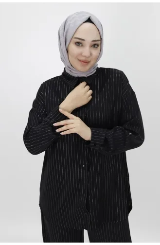 Ensemble Double En Tissu à Rayures Jessica 24178-02 Noir 24178-02