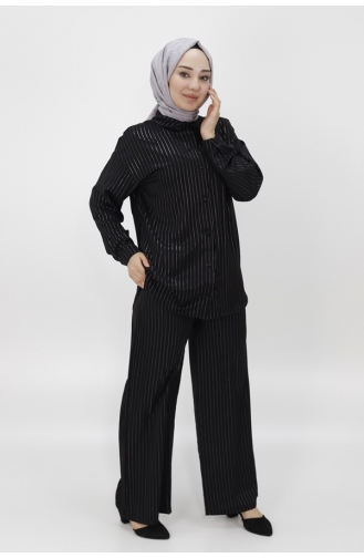 Ensemble Double En Tissu à Rayures Jessica 24178-02 Noir 24178-02