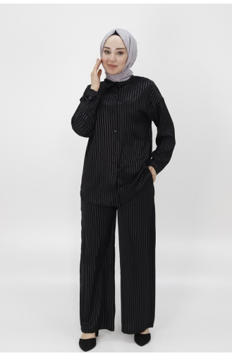 Ensemble Double En Tissu à Rayures Jessica 24178-02 Noir 24178-02