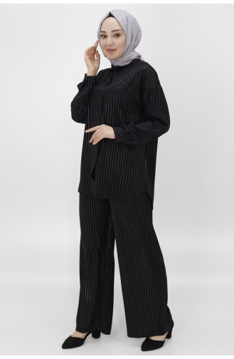 Ensemble Double En Tissu à Rayures Jessica 24178-02 Noir 24178-02