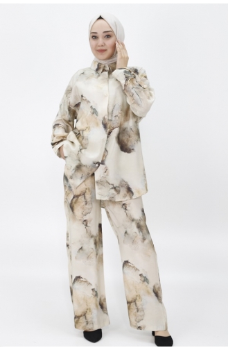 جيسيكا - بدلة مزدوجة بتصميم قماش 24221-01 لون بني 24221-01