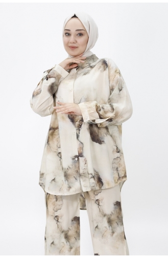 جيسيكا - بدلة مزدوجة بتصميم قماش 24221-01 لون بني 24221-01