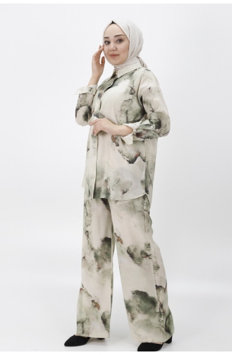 Jessica Fabric Patterned Double Suit 24221-03 Khaki 24221-03