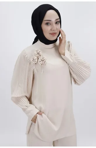 Jessica Costume Double Plissé Avec Manches En Tissu Et Broche 24087-03 Pierre 24087-03