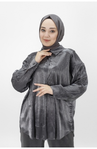 طقم قطعتين من قماش القطن والساتان مزين بأحجار من الأمام 24703-02 لون أسود 24703-02