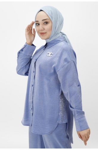 Costume Double Tissu Satin De Coton Pierre Et Broche 24205-01 Indigo 24205-01