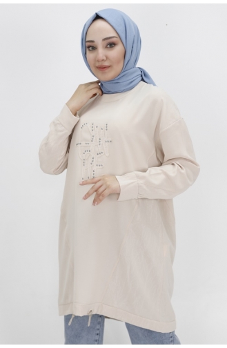 Noktae Aerobin Tunique Hijab à Motifs Jacquard En Tissu Avec Taille Élastique 10442-03 Pierre 10442-03