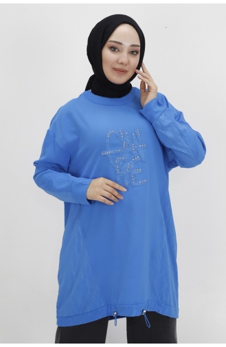 Noktae Aerobin-stof Jacquardpatroon Hijab-tuniek Met Elastische Taille 10442-04 Saks 10442-04