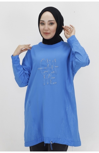 Noktae Aerobin-stof Jacquardpatroon Hijab-tuniek Met Elastische Taille 10442-04 Saks 10442-04