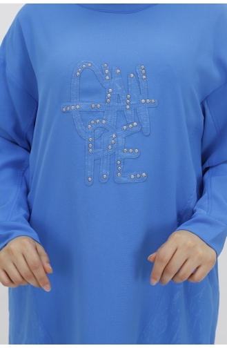Noktae Aerobin-stof Jacquardpatroon Hijab-tuniek Met Elastische Taille 10442-04 Saks 10442-04