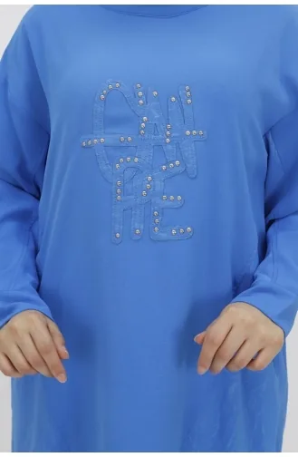 Noktae Aerobin Stoff Jacquard Gemusterte Hijab-Tunika Mit Elastischem Bund 10442-04 Saks 10442-04