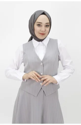 Ensemble Gilet-Jupe Tissu Pointe Crêpe 14219-01 Gris 14219-01