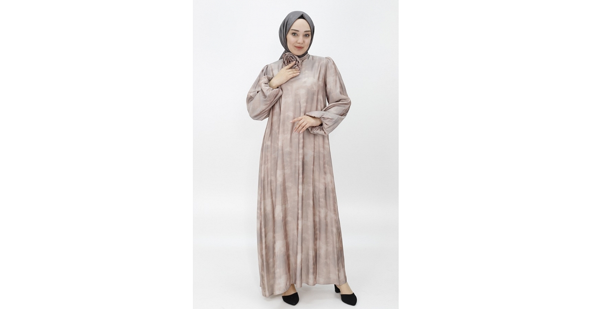 Ye Robe Robe De Soirée Hijab En Tissu Satiné à Pointe Avec Ceinture Et Manches ...