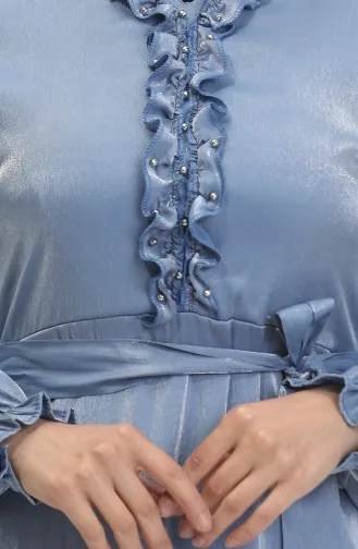 Robe à Ceinture Lin Lurex 81863-01 Indigo 81863-01