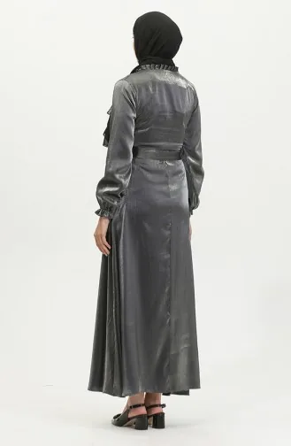 فستان كتان لامع  81863-05 فضي 81863-05