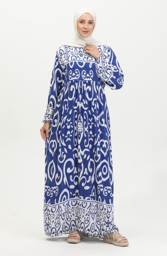 Patterned Viscose Dress 81862-02 Indigo 81862-02