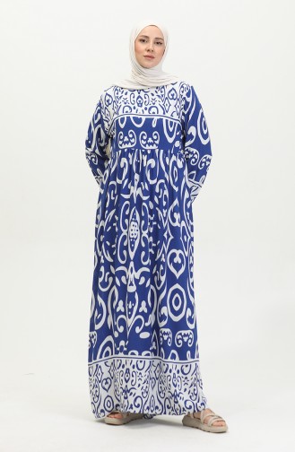 Patterned Viscose Dress 81862-02 Indigo 81862-02