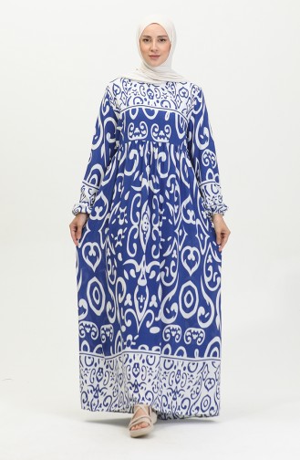 Patterned Viscose Dress 81862-02 Indigo 81862-02