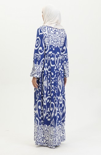 Patterned Viscose Dress 81862-02 Indigo 81862-02