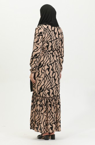 Robe Viscose à Volants Et Ceinturée Alisa 4599F-01 Vison 4599F-01