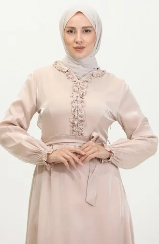 Glittery Linen Belted Dress 81863-04 Cream 81863-04