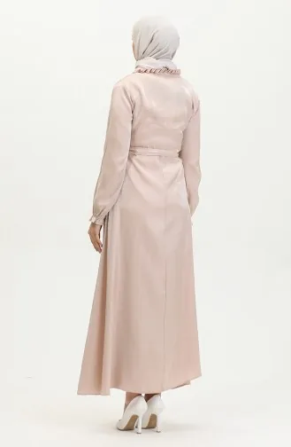 Glittery Linen Belted Dress 81863-04 Cream 81863-04