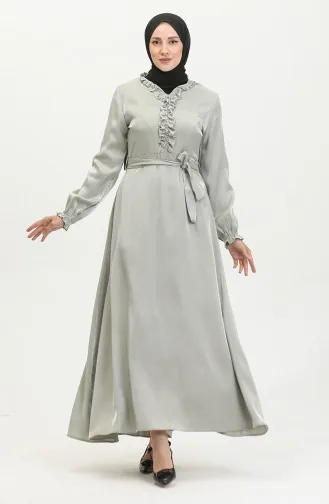 فستان كتان لامع  81863-06 أخضر مينت 81863-06