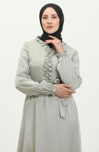 فستان كتان لامع  81863-06 أخضر مينت 81863-06