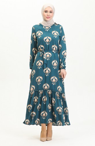 Alisa Flare-Viskosekleid Mit Gürtel 4599A-01 Petrol 4599A-01