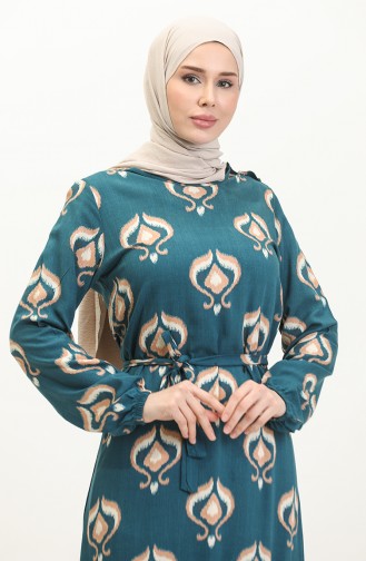 Alisa Flare-Viskosekleid Mit Gürtel 4599A-01 Petrol 4599A-01