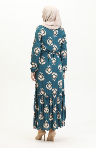 Alisa Flare-Viskosekleid Mit Gürtel 4599A-01 Petrol 4599A-01