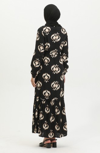 Alisa Volant-Viskosekleid Mit Gürtel 4599A-02 Schwarzer Nerz 4599A-02