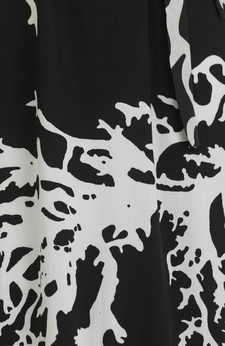 Robe Viscose à Volants Et Ceinturée Alisa 4599B-02 Noir Blanc 4599B-02