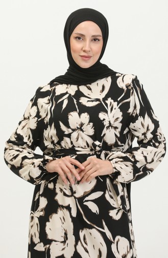 Viscose-jurk Met Bloemenpatroon 5007-01 Zwart Nerts 5007-01