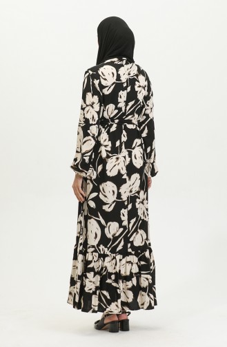Viscose-jurk Met Bloemenpatroon 5007-01 Zwart Nerts 5007-01