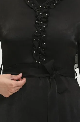 فستان كتان لامع  81863-02 أسود 81863-02