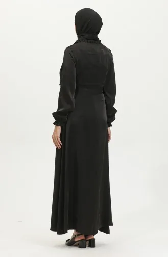 فستان كتان لامع  81863-02 أسود 81863-02