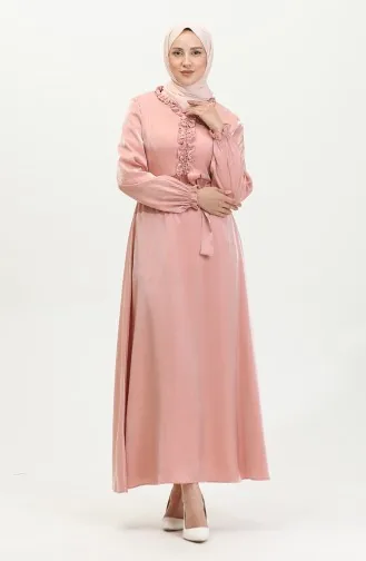 فستان كتان لامع  81863-03 سلموني 81863-03